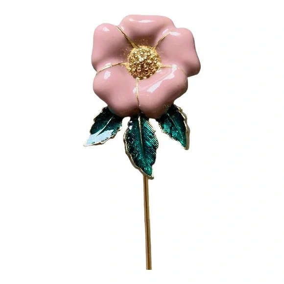 Vintage Pink Enamel Lapel Pin - Picture 4 of 5